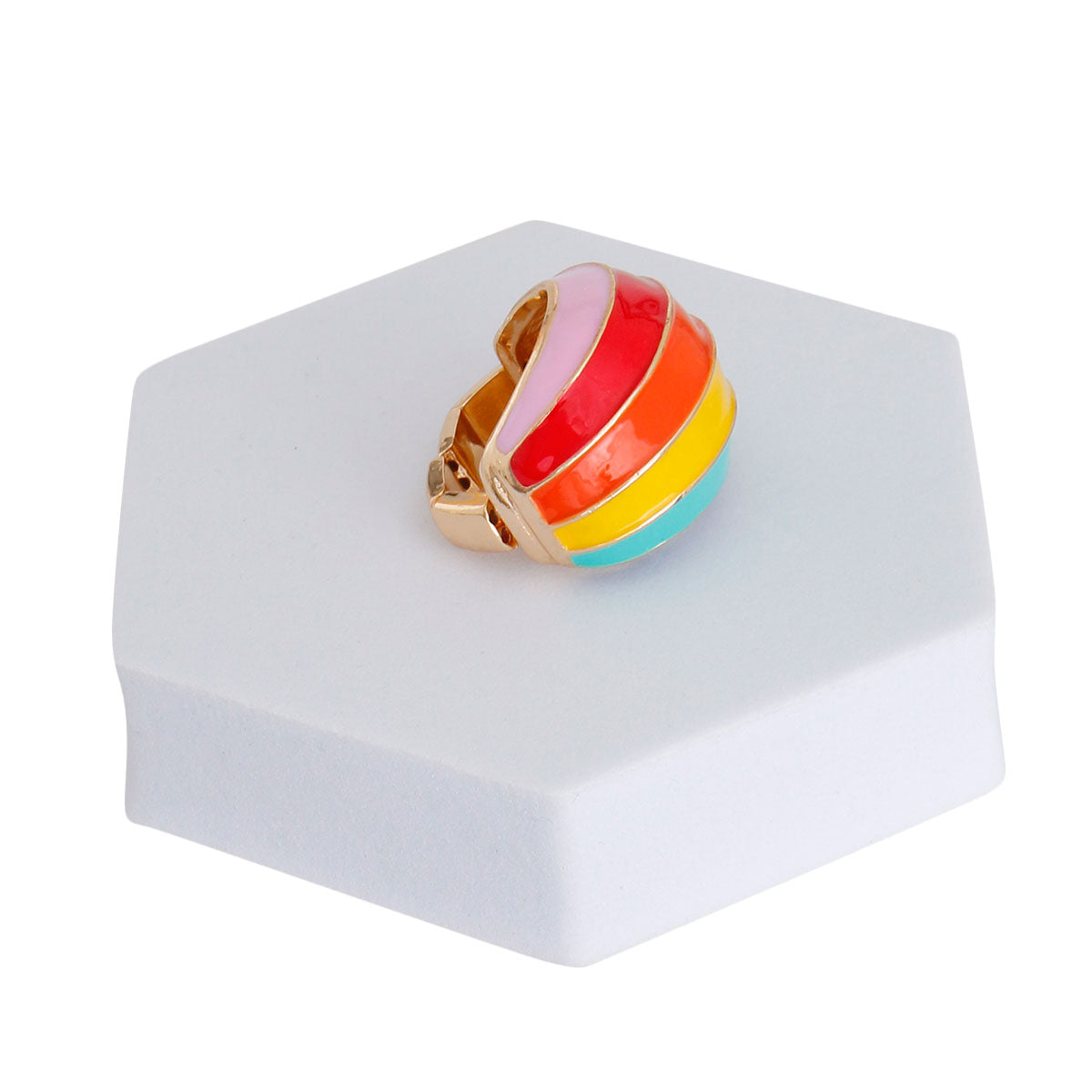 Rainbow and Gold Dome Ring