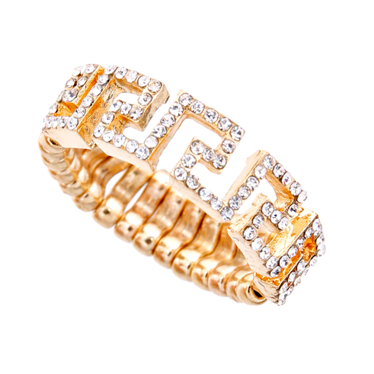 Gold Greek Key Rhinestone Ring