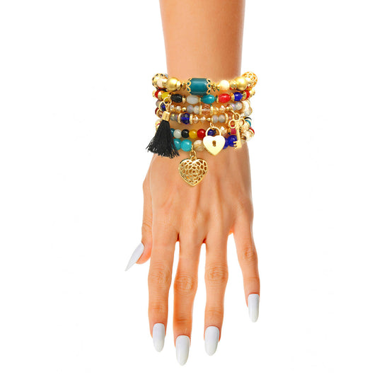 Multi Color Glass Bead Love Bracelets