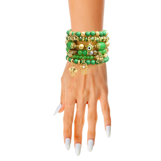 Green Hamsa Charm Bracelets