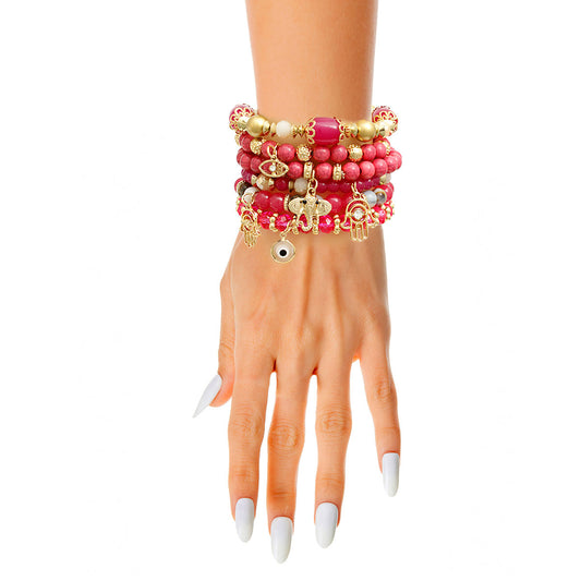 Pink Hamsa Charm Bracelets