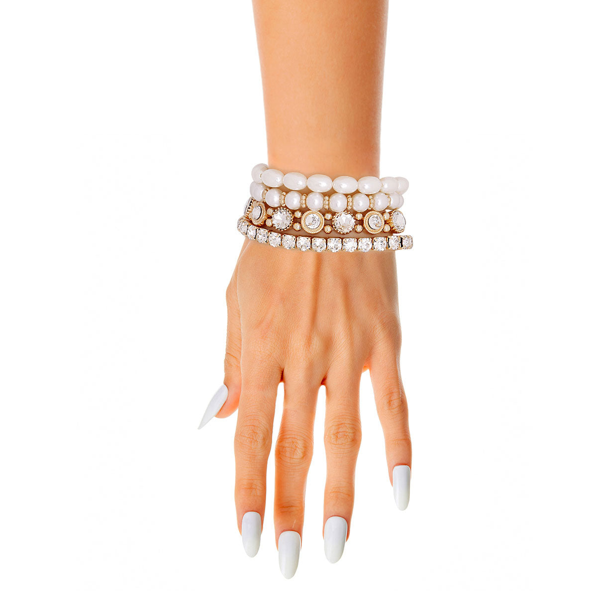 Cream Pearl and Stone Bracelets
