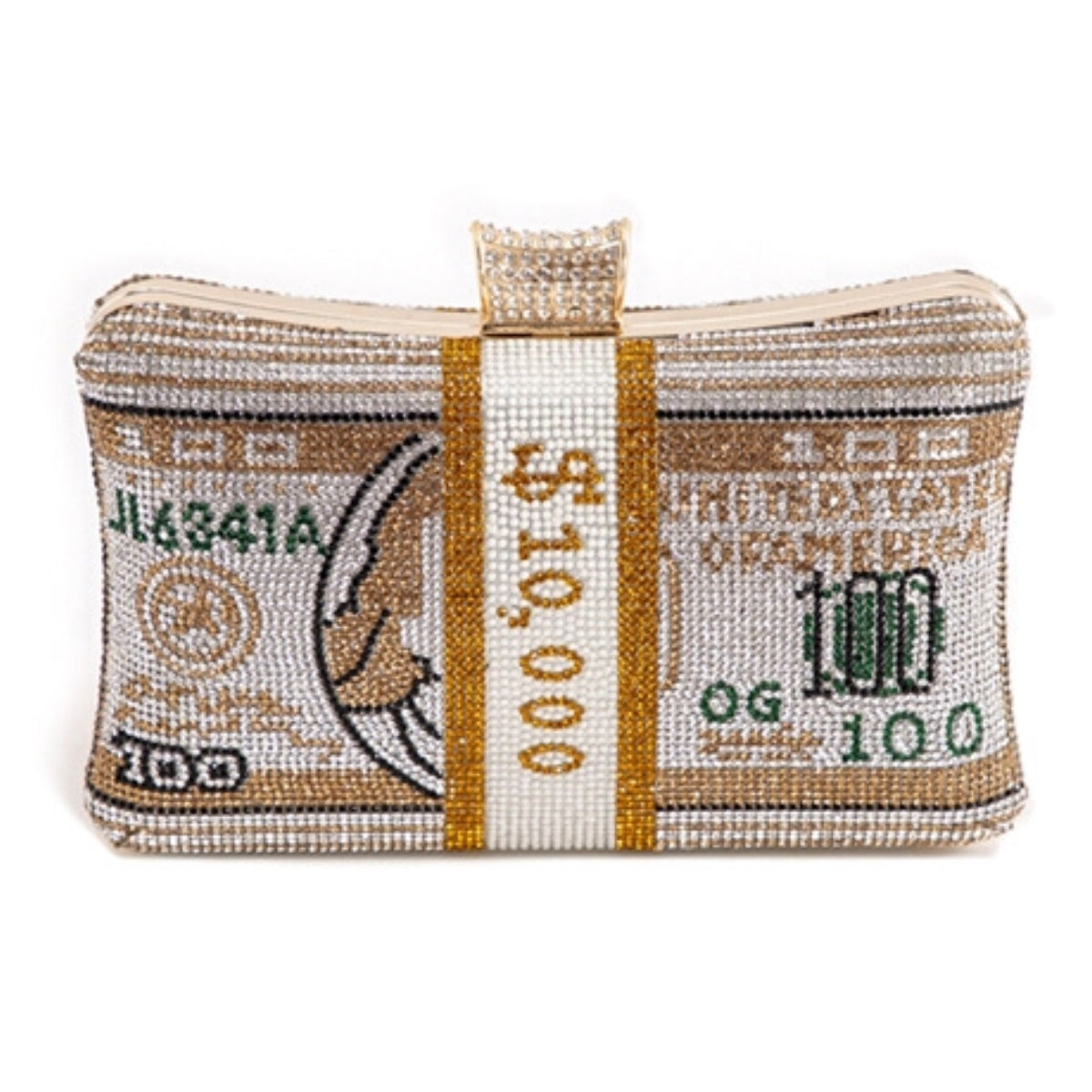 Gold Bling Banded Cash Luxury Clutch