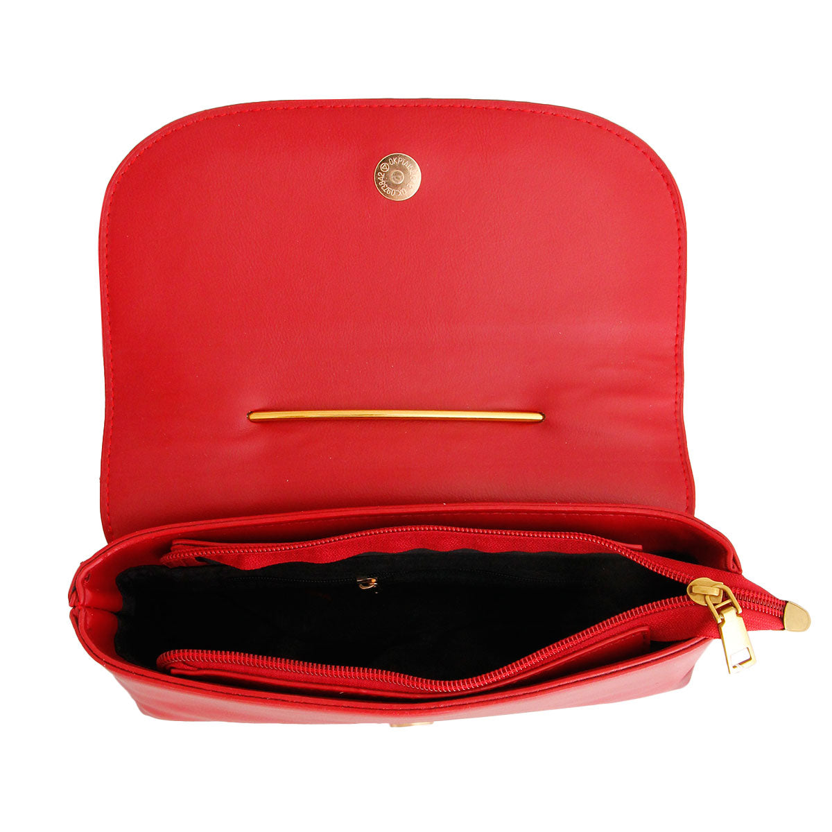 Red Safety Pin Crossbody Flap Bag