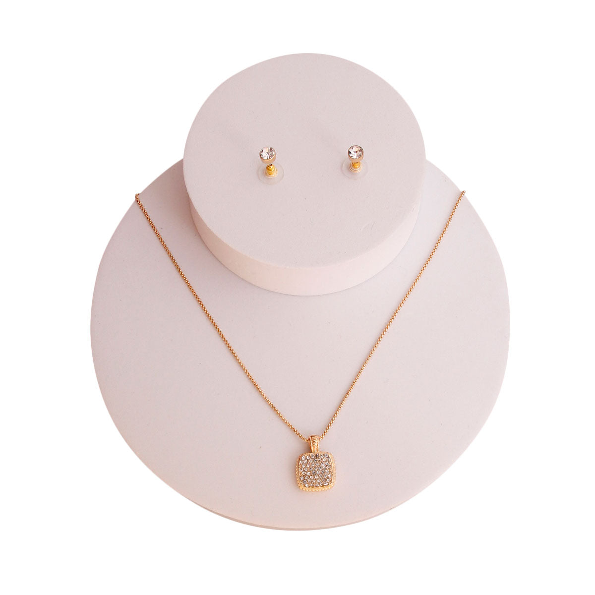 Gold Square Pave Mini Pendant Necklace