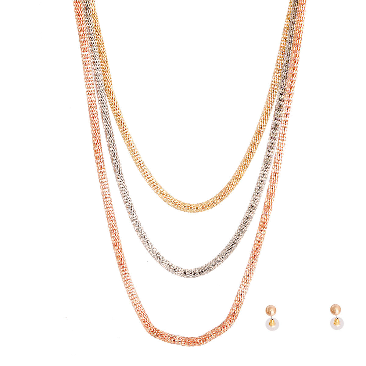 Mixed Metal Mesh Chain Necklace