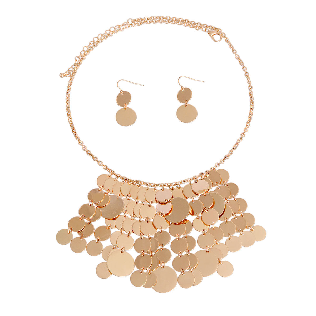 Gold Linked Disc Necklace