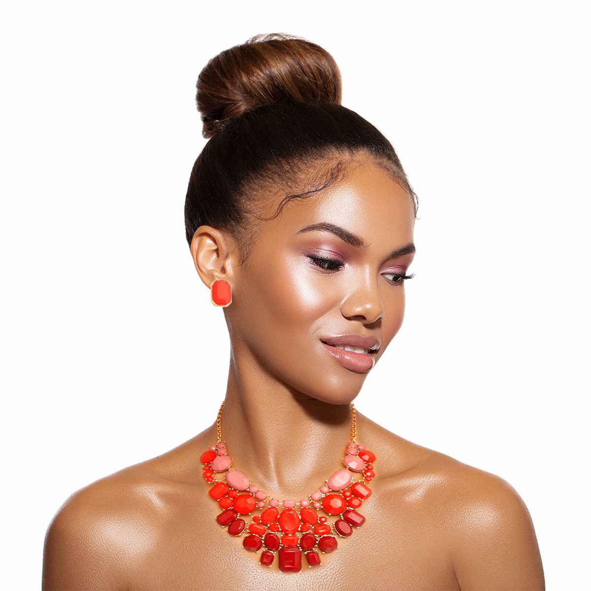 Shades of Red Statement Necklace Set