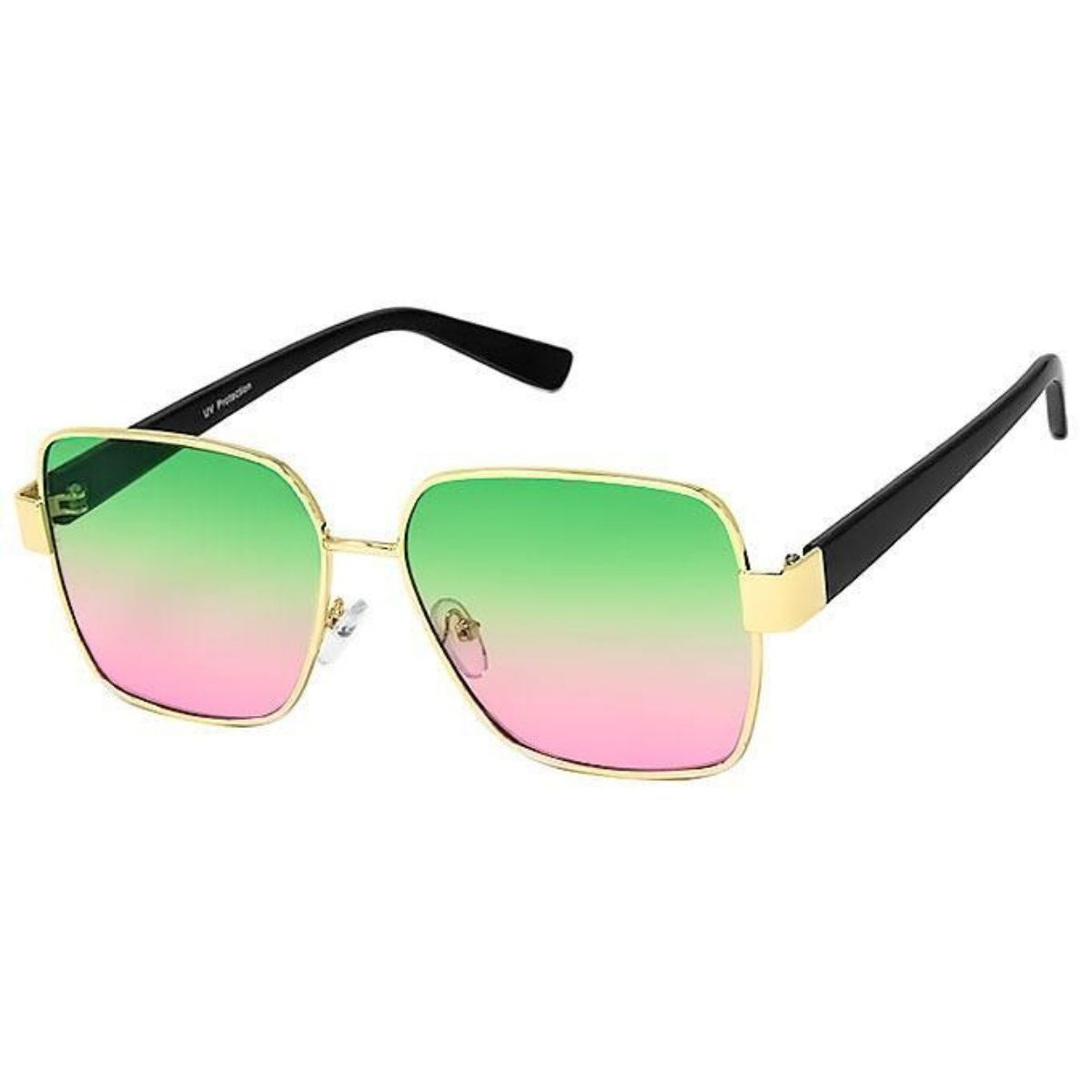 Green Lens Gold Wire Frame Sunglasses
