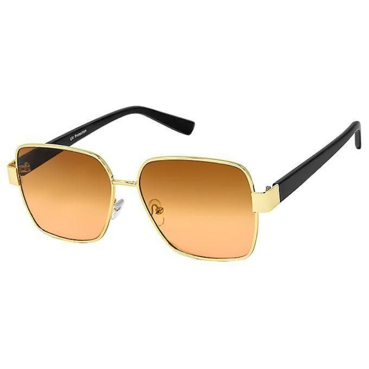 Orange Lens Gold Wire Frame Sunglasses