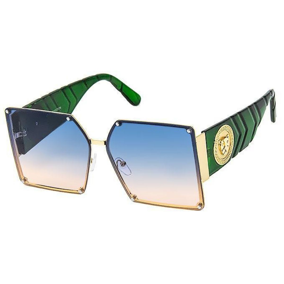 Designer Greek Key Green Sunglasses