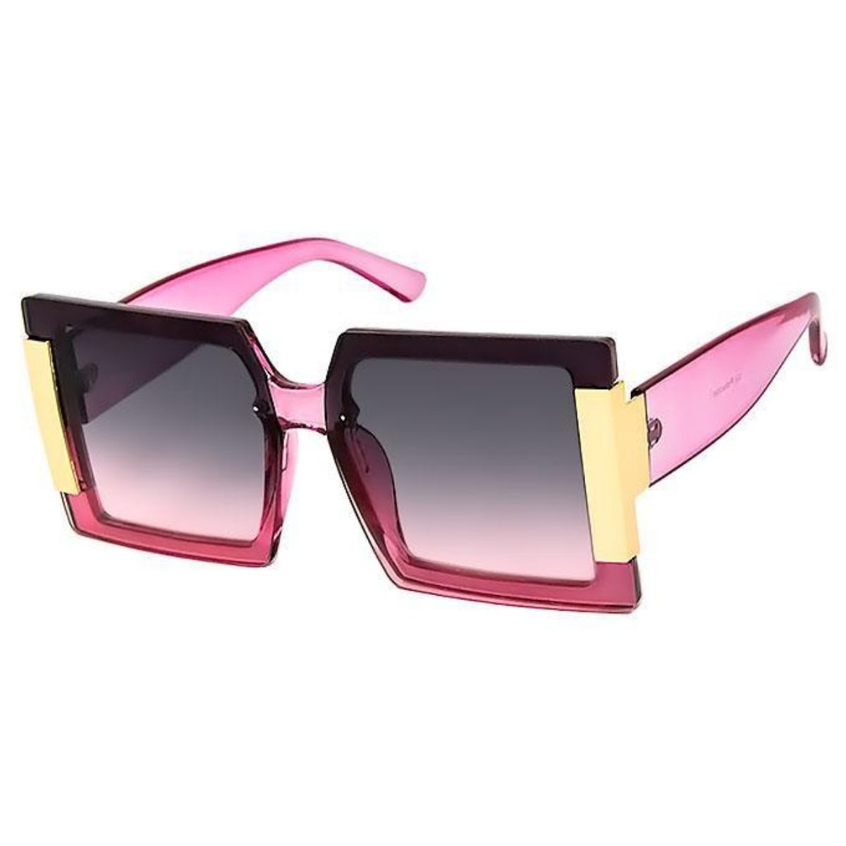 Fuchsia Shiny Gold Temple Sunglasses