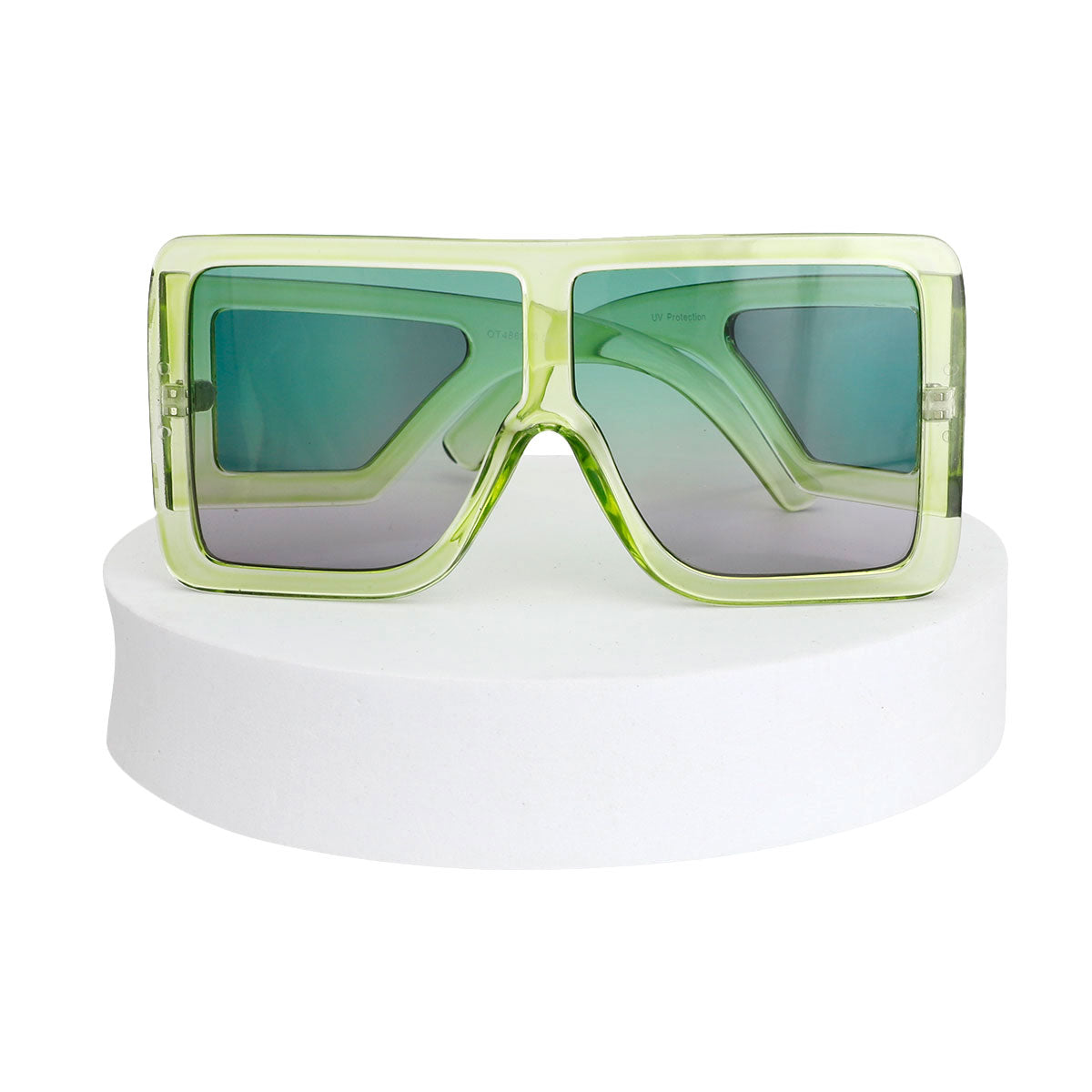 Square Green Colored Frame Sunglasses