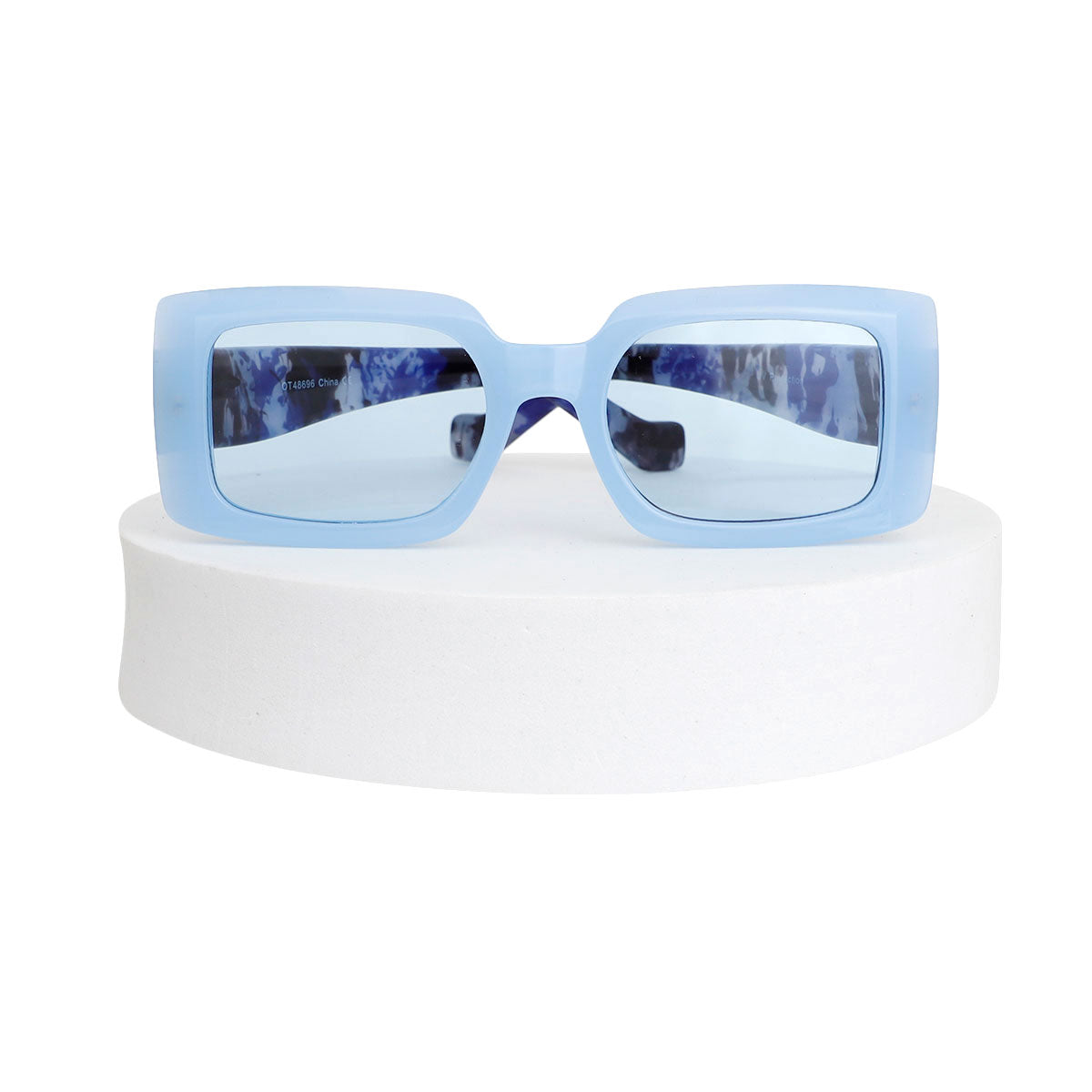 Blue Rectangle Ink Splatter Sunglasses