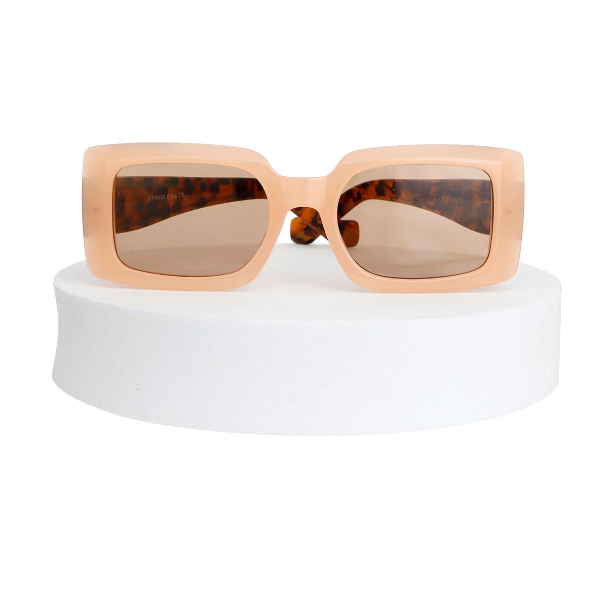 Peach Rectangle Ink Splatter Sunglasses