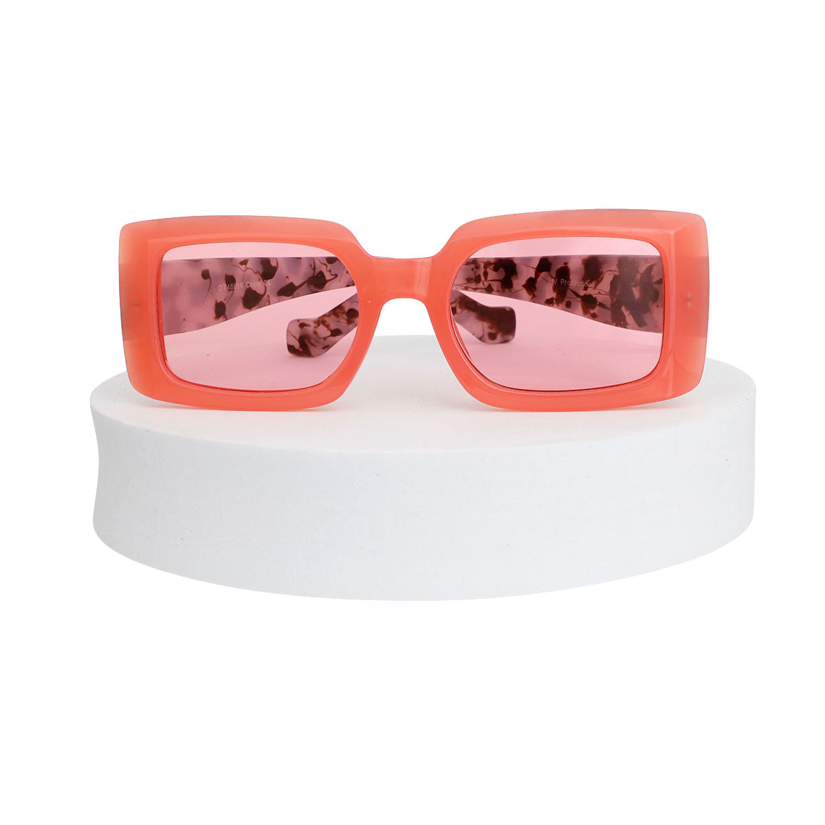 Pink Rectangle Ink Splatter Sunglasses