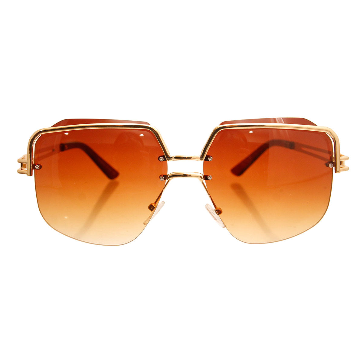 Brown Square Frameless Sunglasses