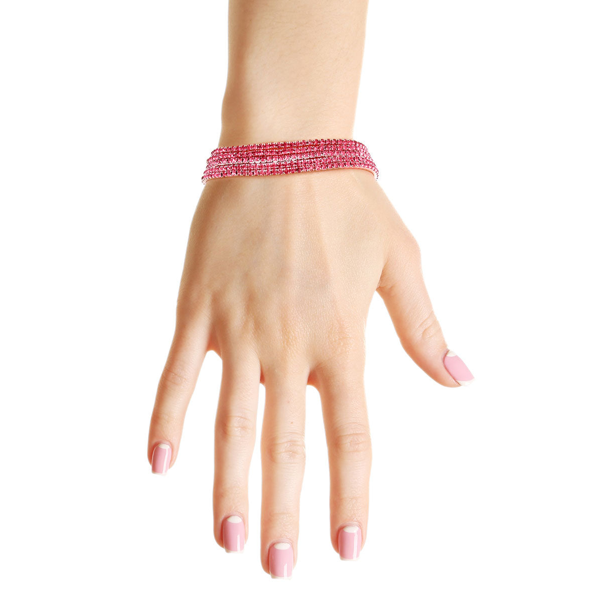 5 Strand Pink and Silver Bracelets