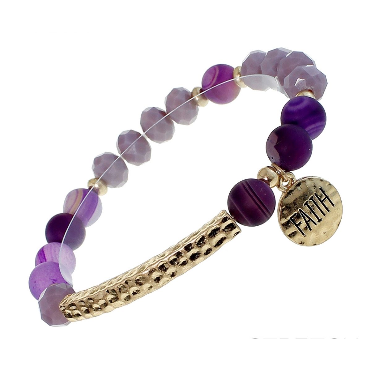 Purple Natural Stone Faith Bracelet