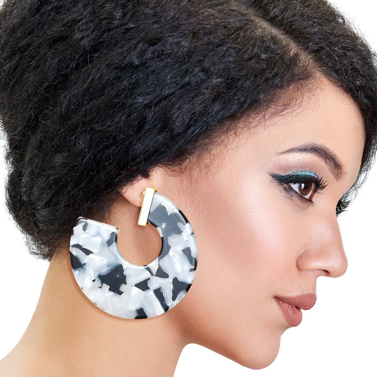 Black and White Marble Acrylic Hoops