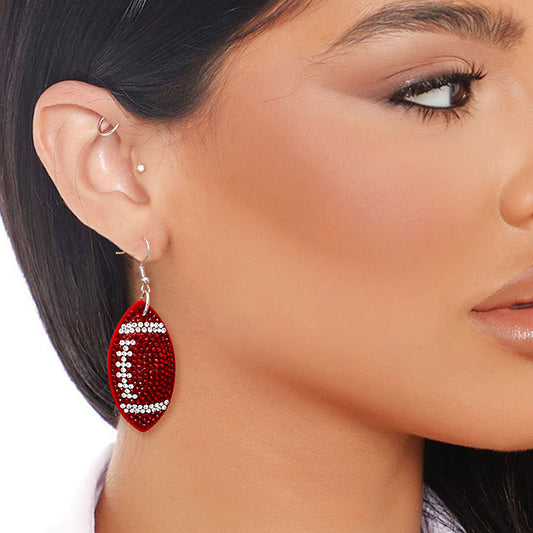Red Football Padded Earrings