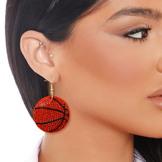 Orange Padded Basketball Earrings