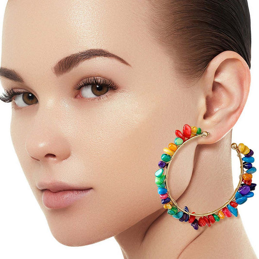 Multi Stone Wrapped Hoops