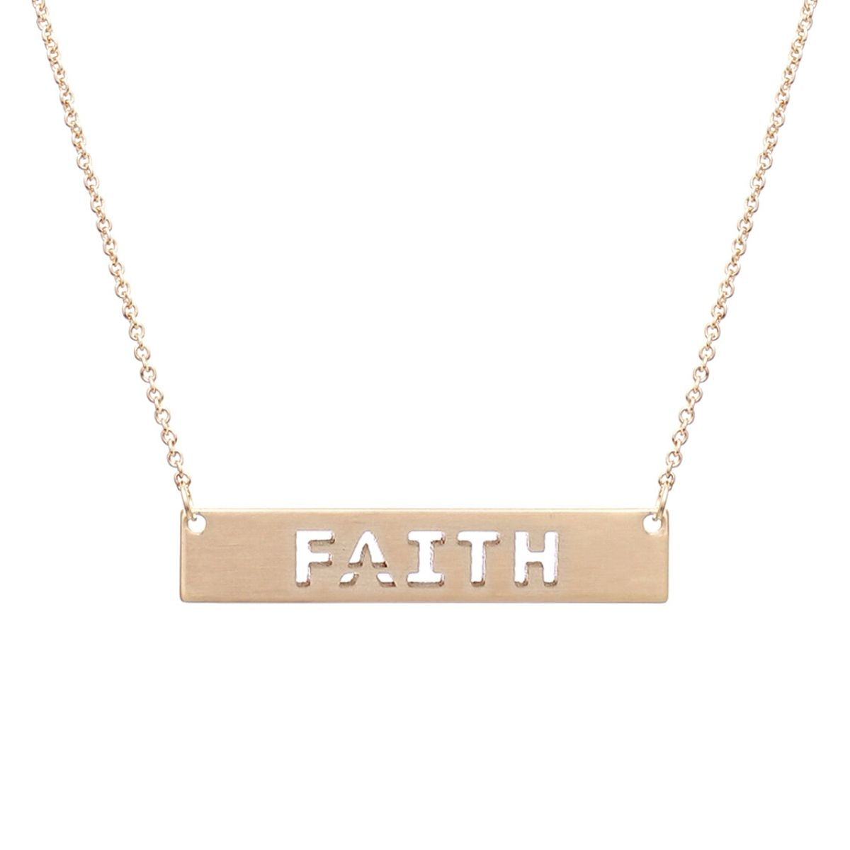 Gold Faith Cutout Plate Necklace
