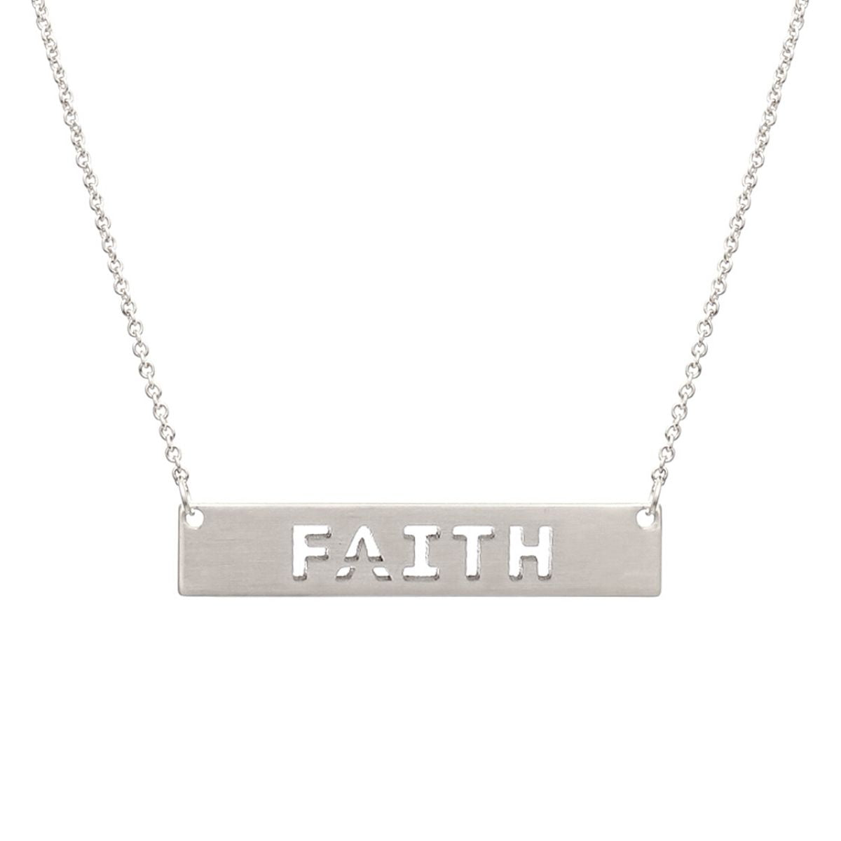 Silver Faith Cutout Plate Necklace