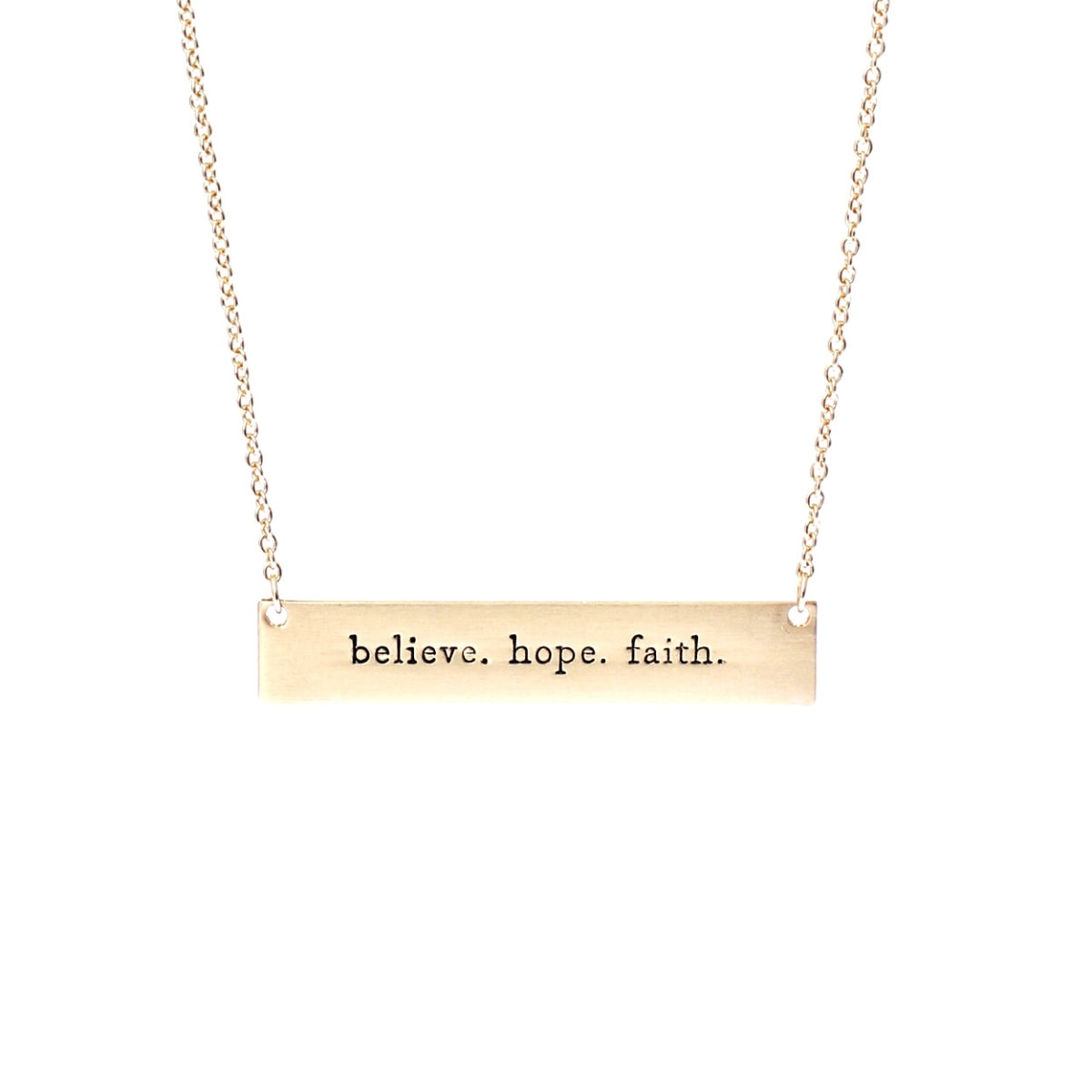 Gold Believe Faith Hope Plate Necklace