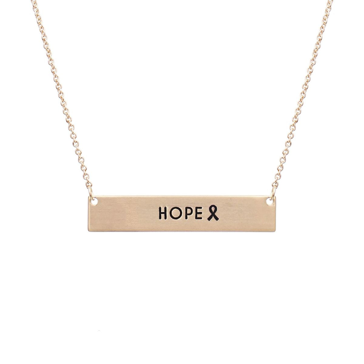 Gold Ribbon HOPE Plate Necklace