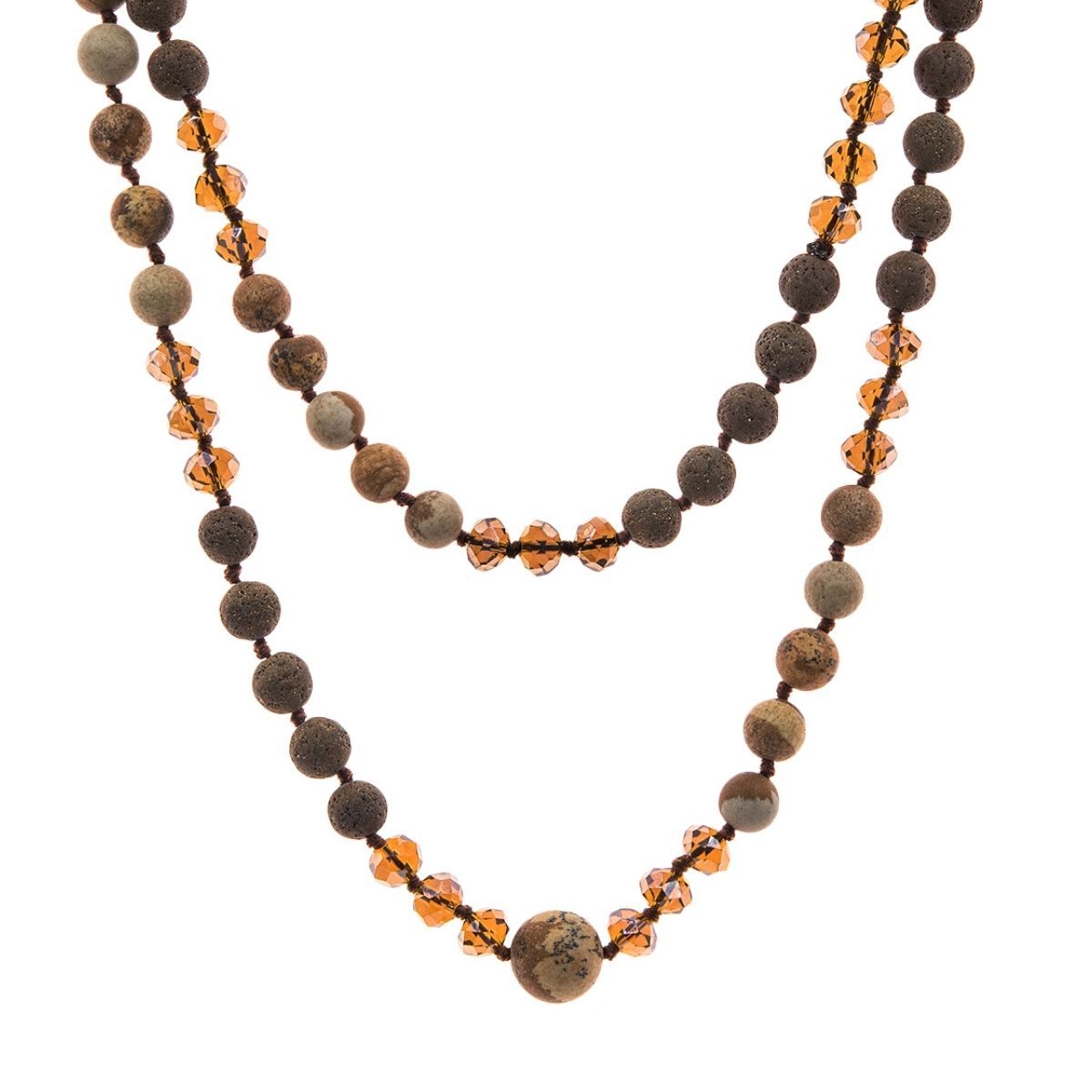 Lava and Glass Bead Necklace