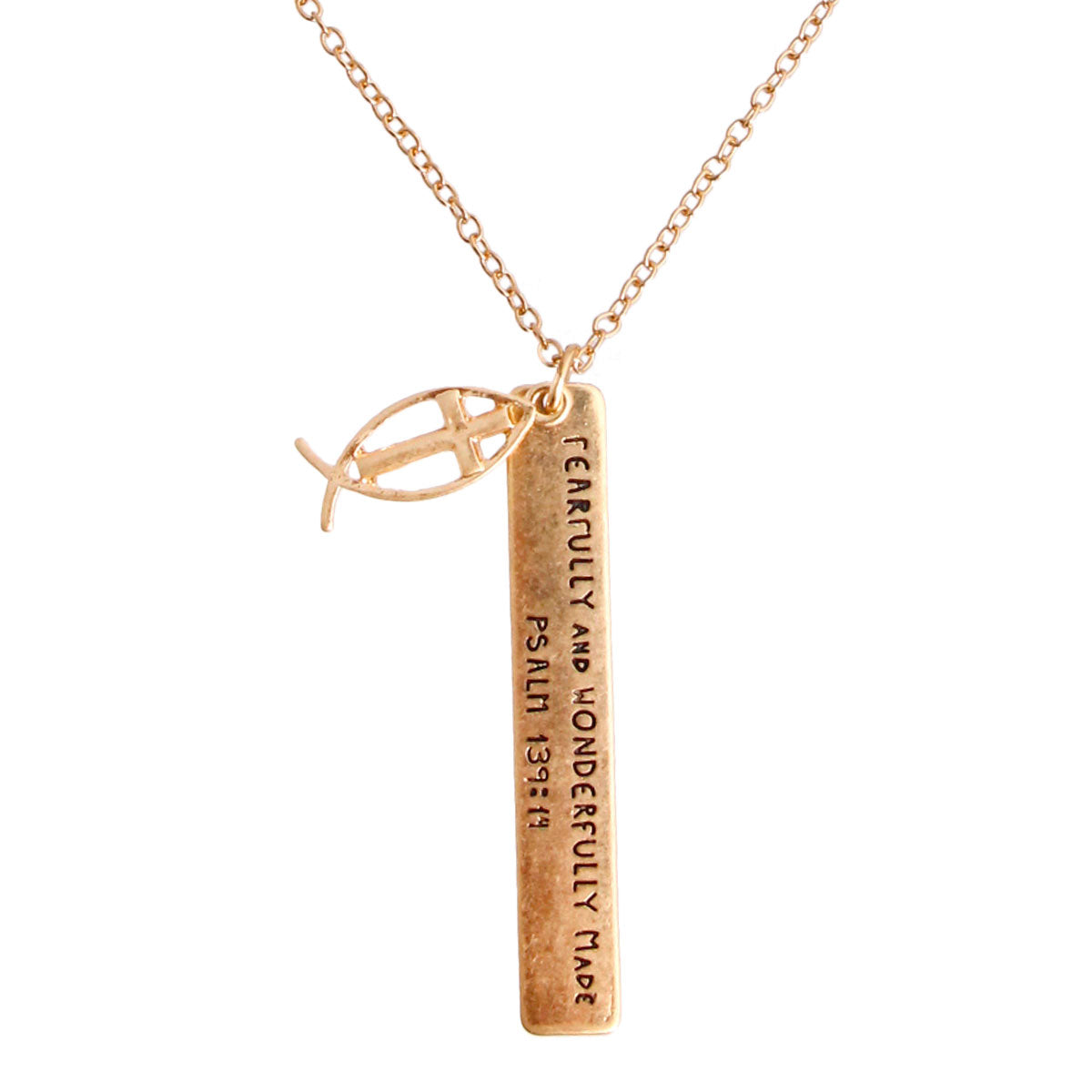 Long Gold Tearfully and Wonderfully Made Necklace
