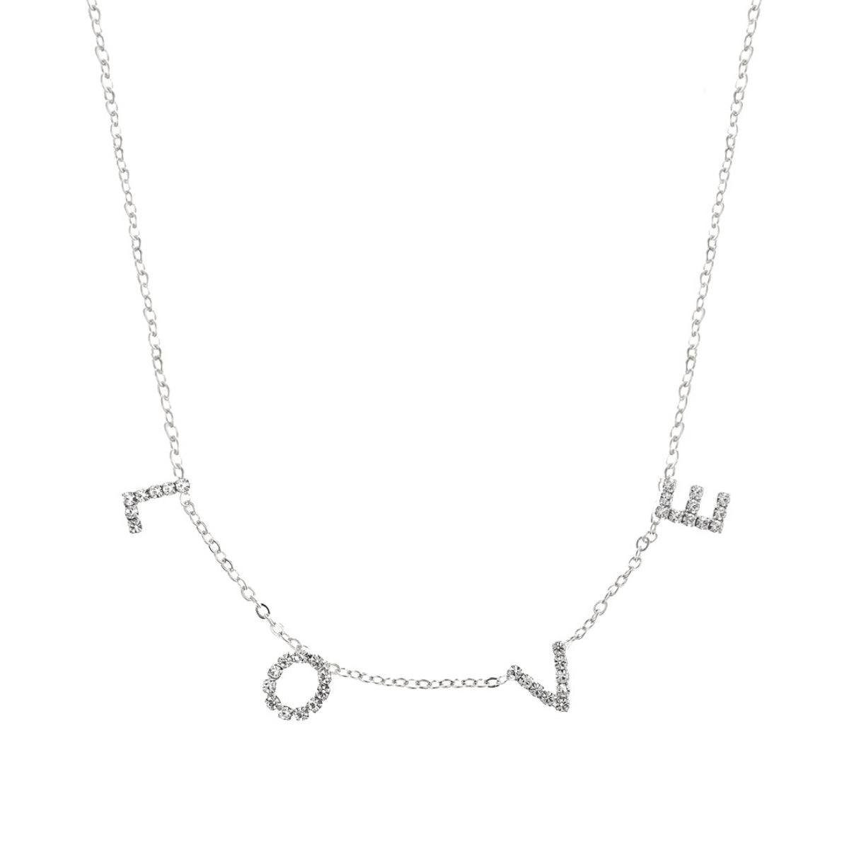 Silver LOVE Station Necklace