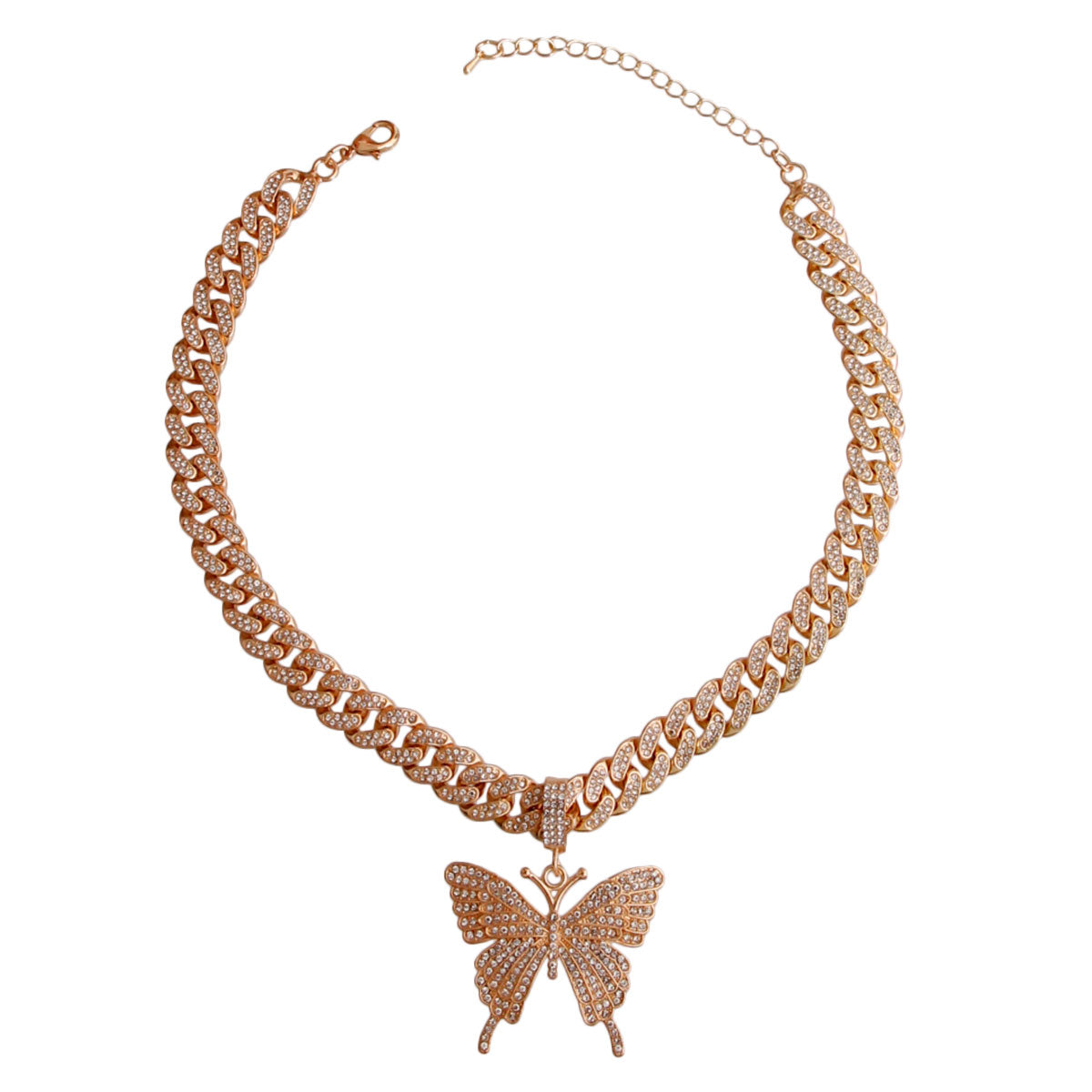 Gold Metal Iced Cuban Butterfly Chain