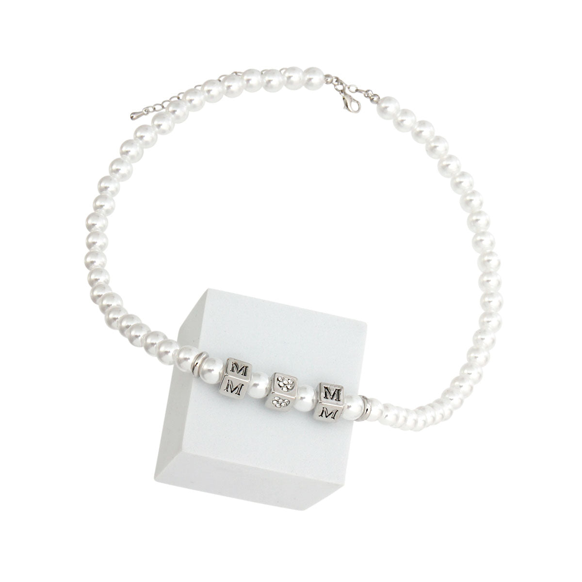 White Pearl Silver MOM Necklace