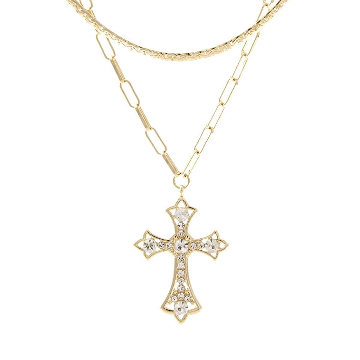 Gold Syriac Cross 2 Pcs Necklace