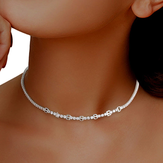 Silver CZ Blessed Tennis Choker