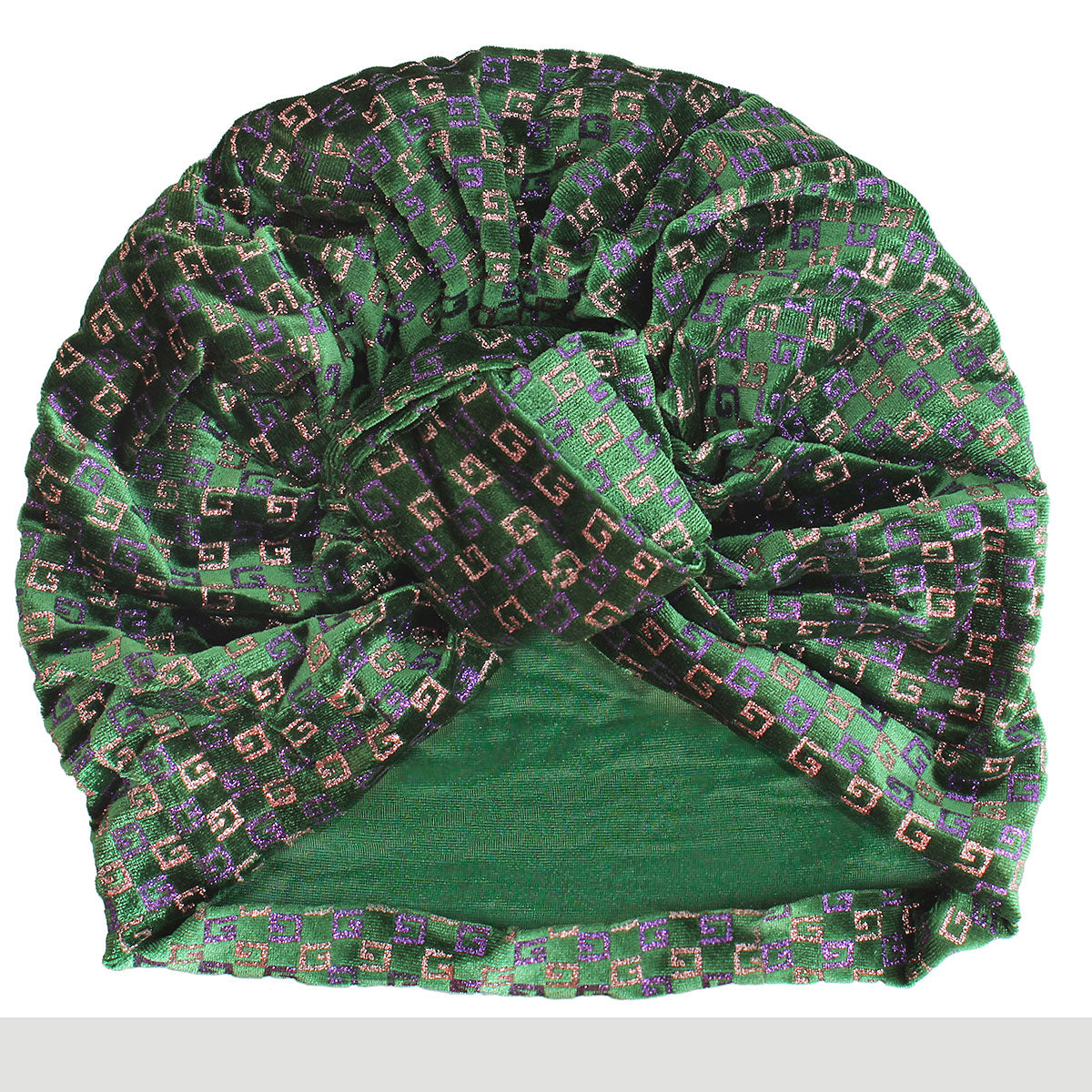 Green Velvet Designer Monogram Turban