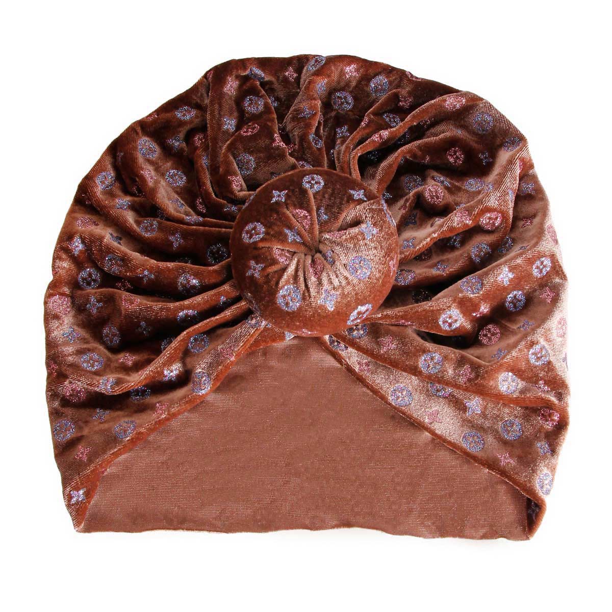 Brown Velvet Luxury Monogram Turban