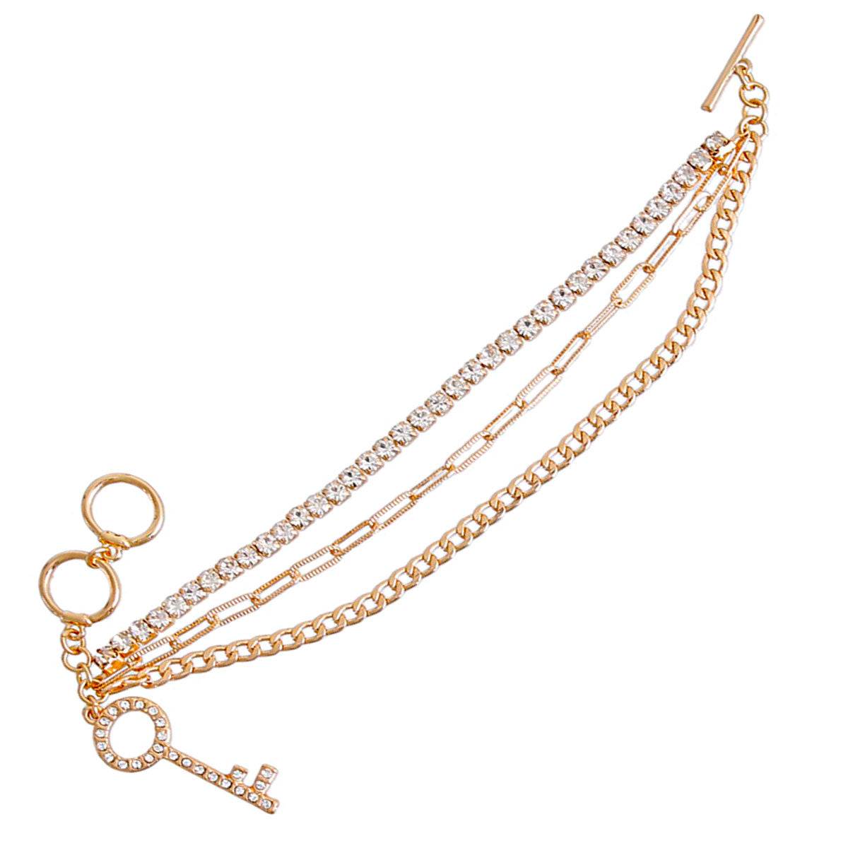 Gold Layered Chain Key Bracelet
