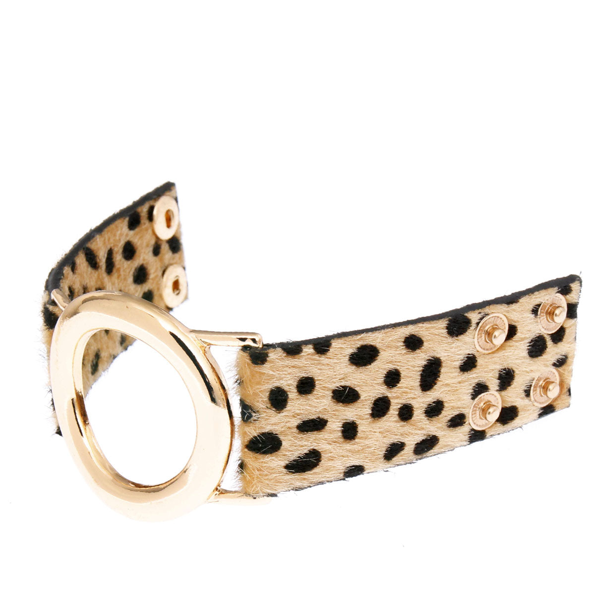 Cheetah Faux Fur Circle Snap Bracelet
