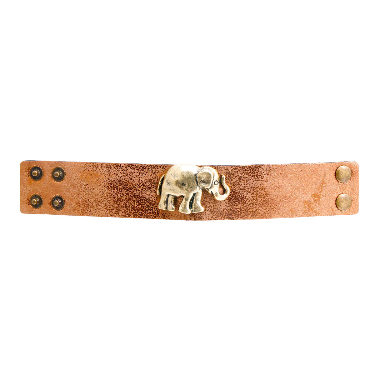 Metallic Gold Leather Elephant Bracelet