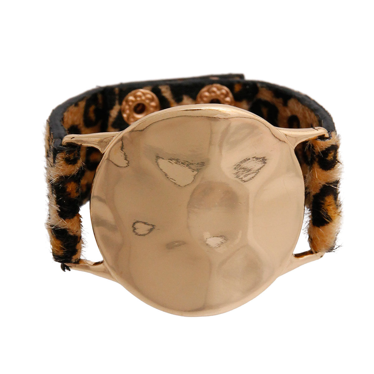 Gold and Leopard Snap Bracelet