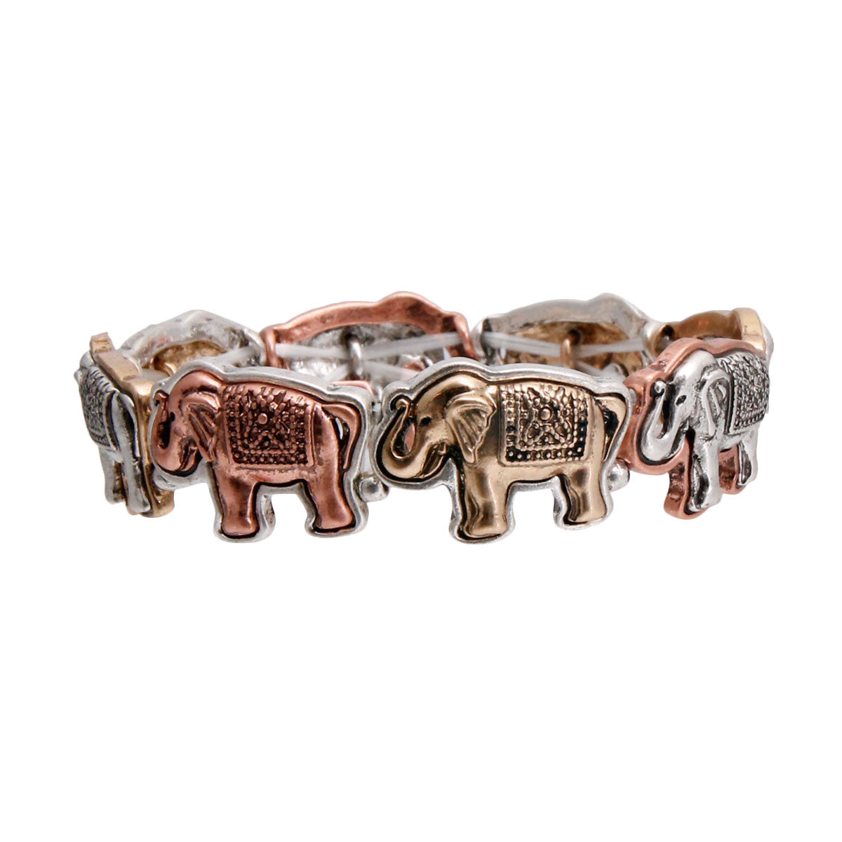 Mixed Metal Engraved Elephant Bracelet