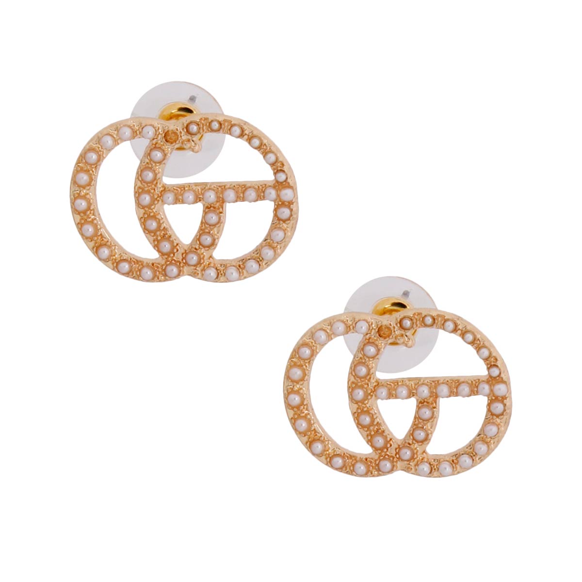 Designer Gold Pearl Stud Earrings
