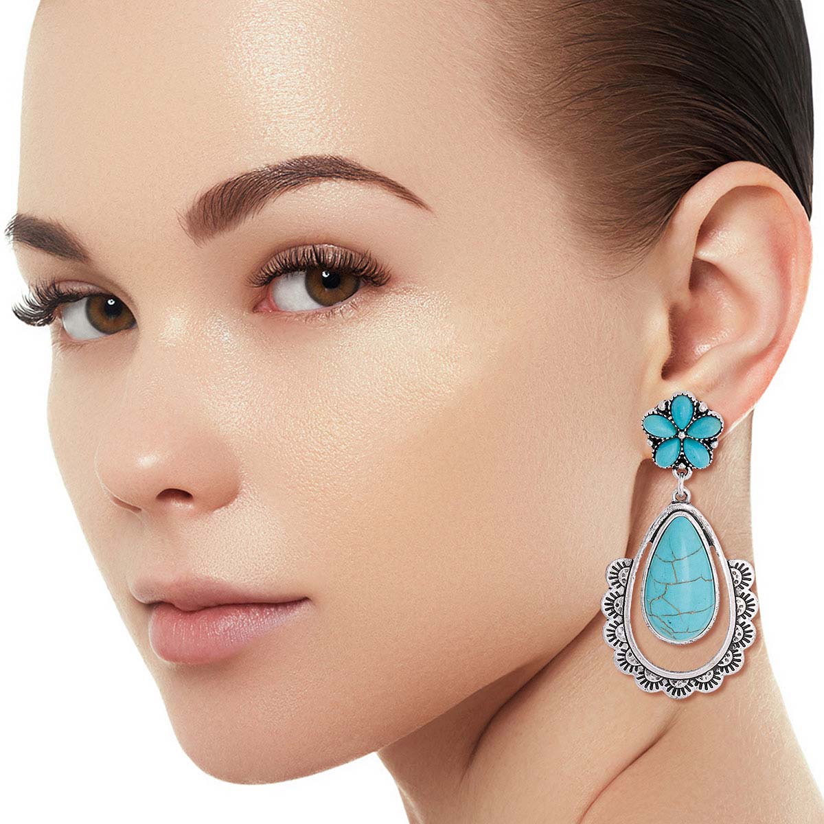 Turquoise Teardrop Beaded Earrings