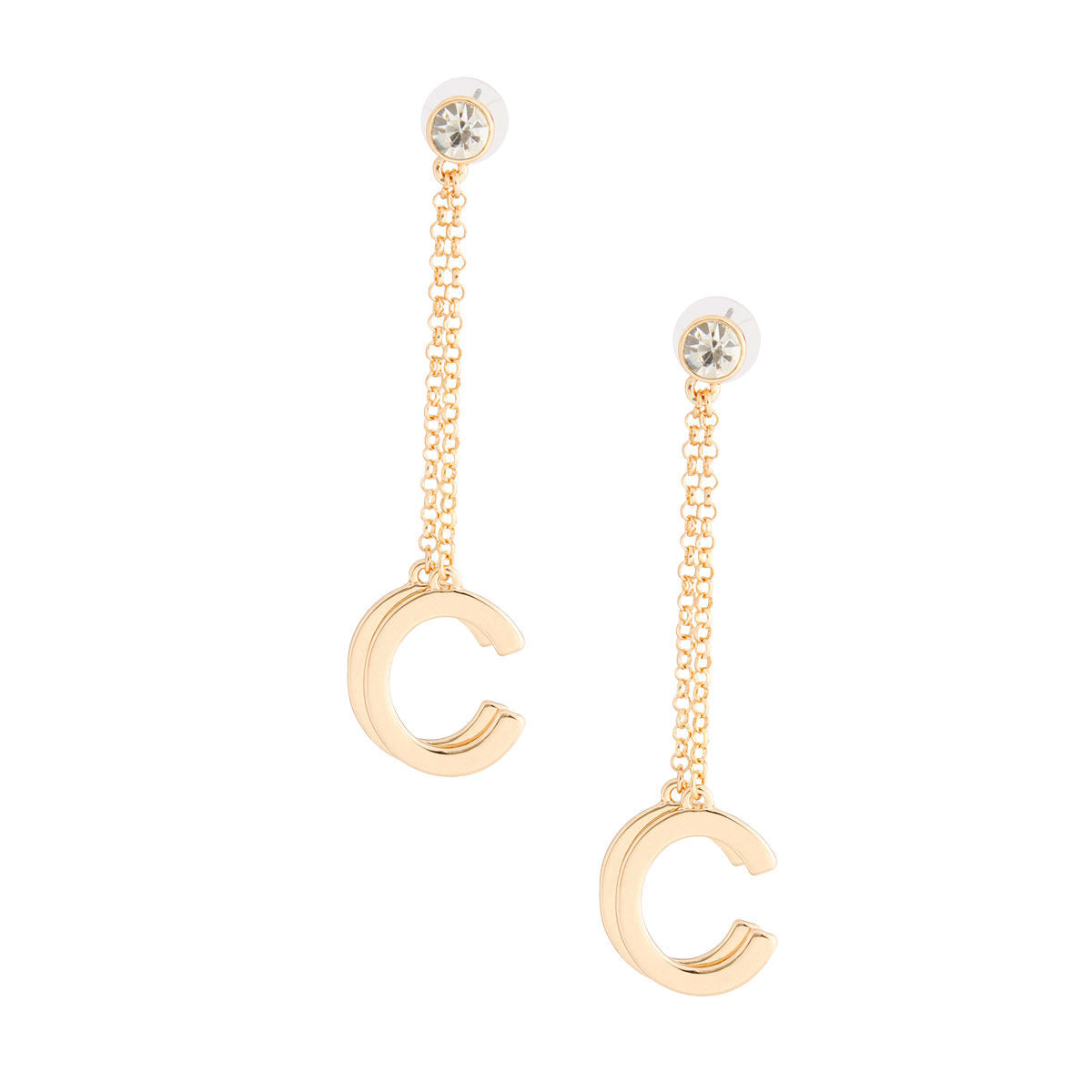 Gold Double C Chain Earrings