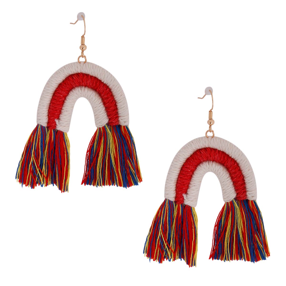 Multi Color Tassel Arc Earrings