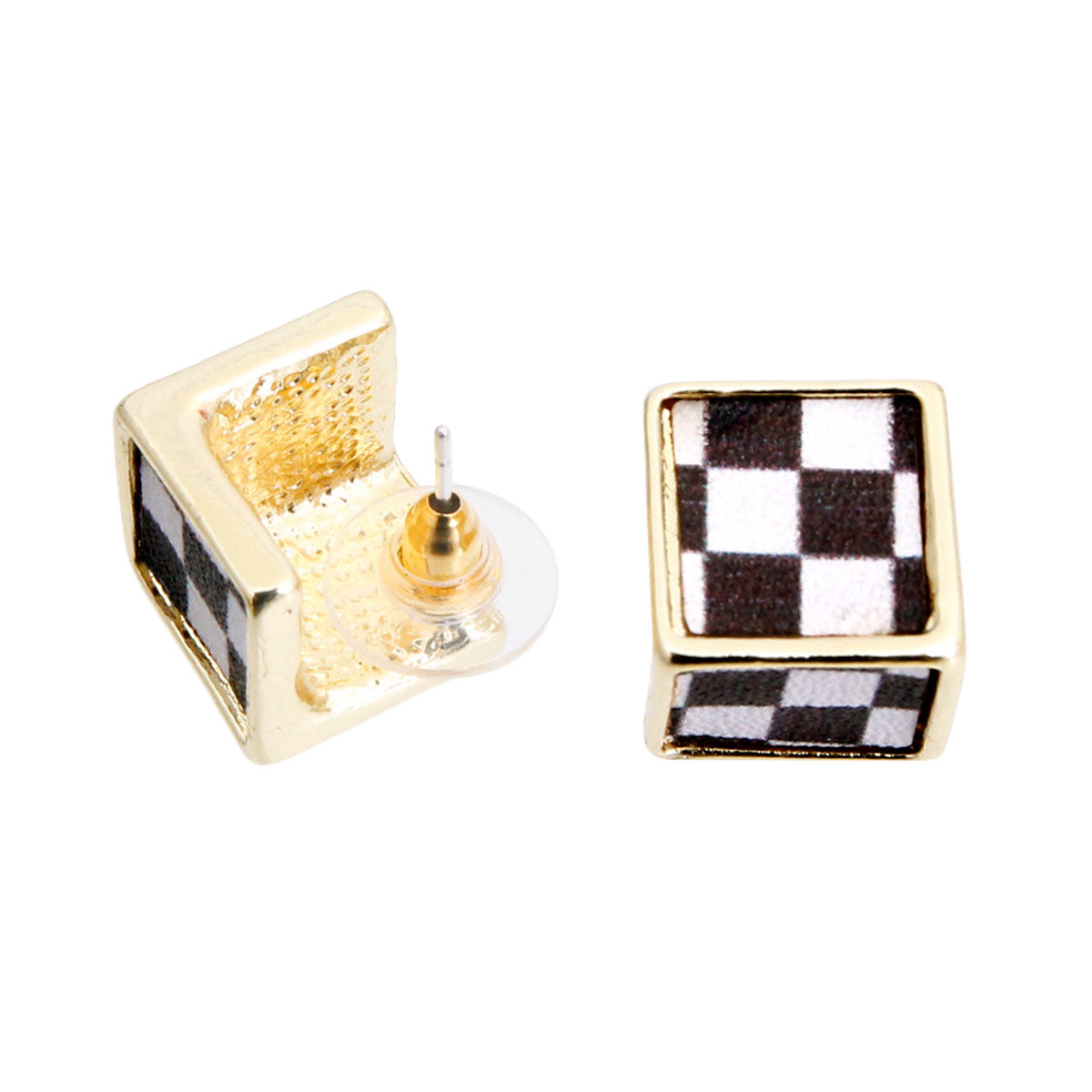 Black and White Checker Cube Studs